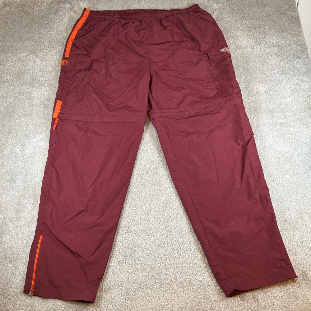 Starter Virginia Tech Hokies Track Pants Mens XL Maroon Convertible Zip Off VT